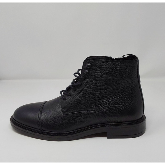 Aldo Black Leather Cap Toe Ankle Boots Mens Size 9 Lace Up Zip Portugal main image 5